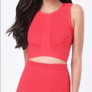BNWT! Bebe coral/red crop top and skirt